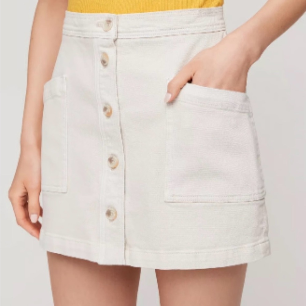 WILFRED FREE Nadia button front cream denim skirt. Cute! NEW